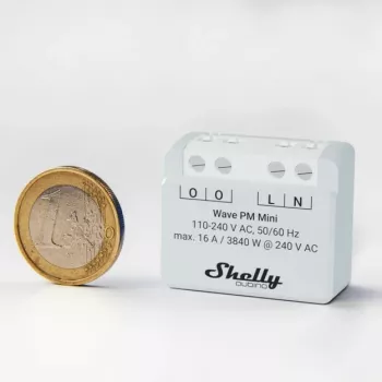 Shelly Qubino Wave PM Mini Grey belaidis išmanusis jungiklis su energijos matavimu, 110–240 V, 16 A, 24–30 V DC, 868,4 MHz