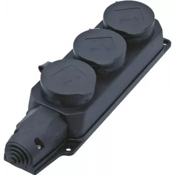Prailginimo blokas Bachmann 381.109, 3x kištukinis lizdas, IP44, 16 A, 230 V, juodas