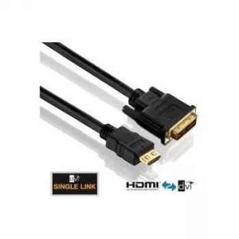 Purelink PureInstall PI3000 – HDMI / DVI vaizdo kabelis – Single Link – DVI-D (M) į HDMI (M) – 1 m – triguba izoliacija – juoda