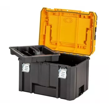 Dėžė įrankiams DeWalt DWST83343-1 – aliuminis/plastikas, vandeniui atspari, su vyriais uždengiamu dangčiu, užrakinama, 1 skyrius, 440×333×323 mm