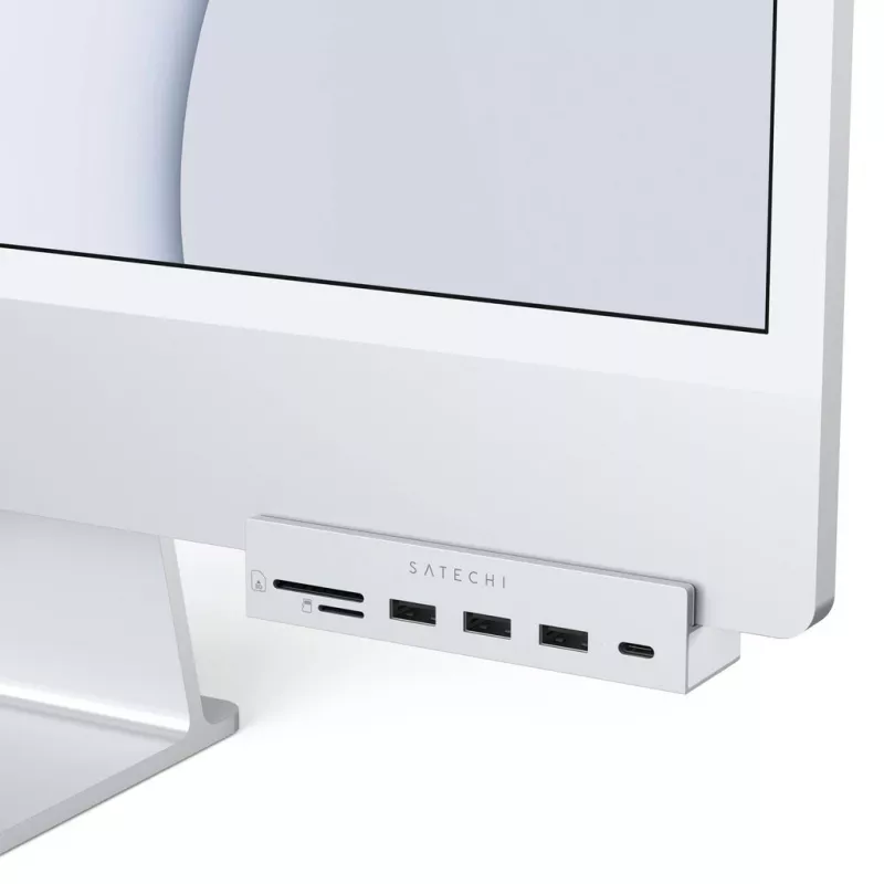 Satechi ST-UCICHS USB 3.2 Gen 1 Type-C dokas / prievadų replikatorius, USB-A prievadai, SD/MicroSD, sidabrinis