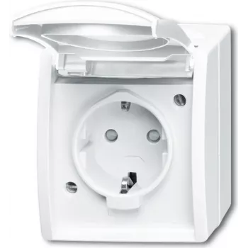 BUSCH JAEGER 20 EBW-54 - Kištukinis lizdas CEE 7/3 - 2P+E - Baltas - IP44 - 250 V - 16 A
