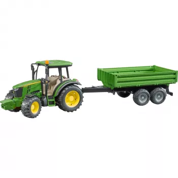 Traktoriaus modelis BRUDER John Deere 5115 M su savivarčio priekaba