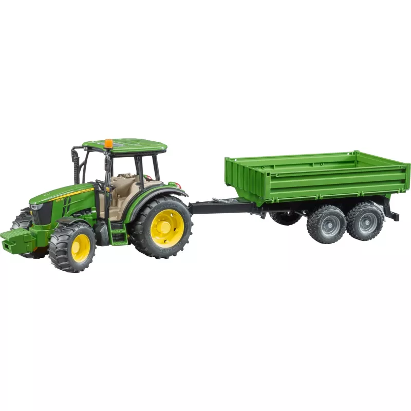 Traktoriaus modelis BRUDER John Deere 5115 M su savivarčio priekaba