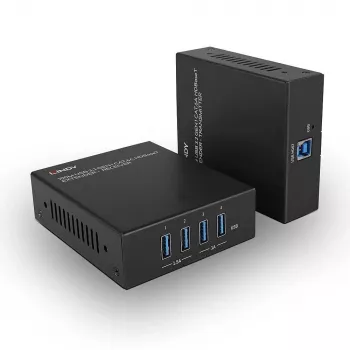 Lindy USB 3.2 Gen 1 Cat.6A HDBaseT prailgintuvas, 100 m, siųstuvas ir imtuvas, metalinis korpusas