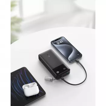 PowerBank su USB-C laidu 20000 mAh 30W Juoda