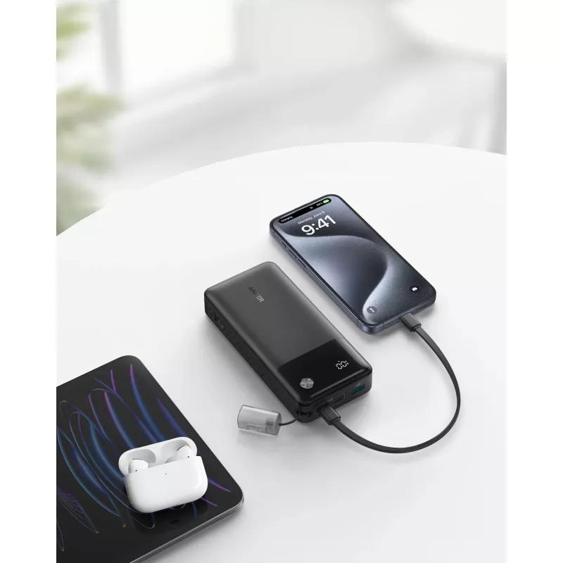 PowerBank su USB-C laidu 20000 mAh 30W Juoda