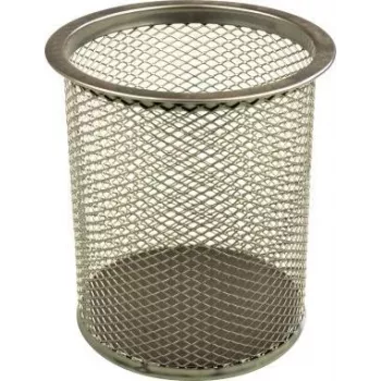 helit Pen Cup Mesh H2518100 9x10cm Apvalus Vieno lizdo Metalinis Sidabrinis