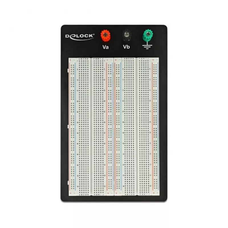 Breadboard DELOCK 18314 – litavimui nereikalinga prototipinė plokštė, metalas/plastikas, 109×165×1 mm, juoda/balta