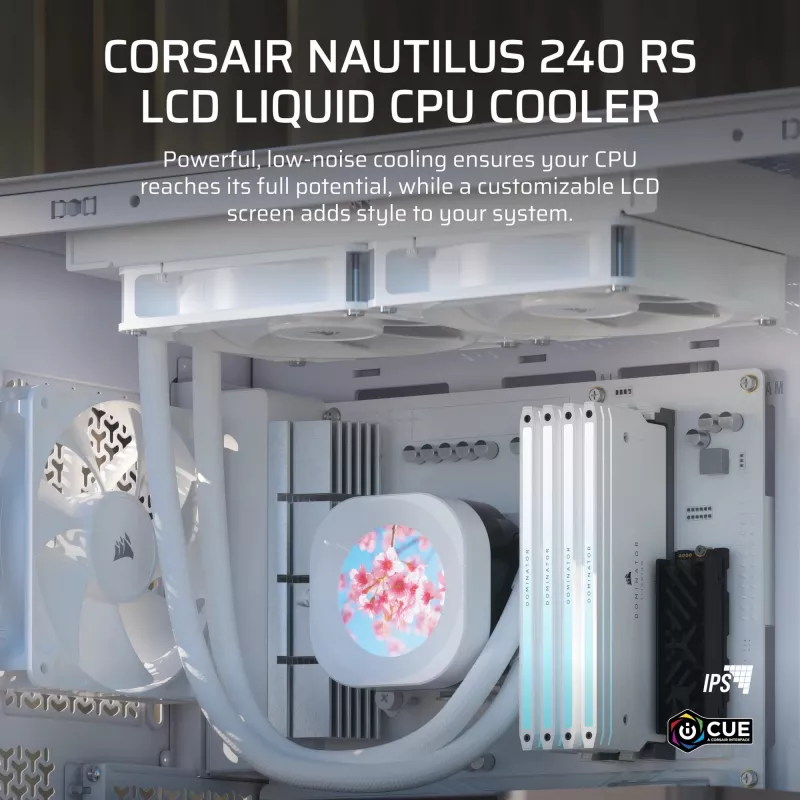 Vandens aušintuvas „viskas viename“ Corsair Nautilus 240 RS LCD 12 cm Baltas
