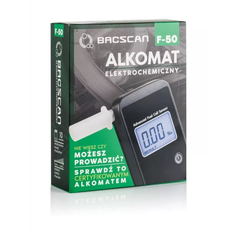 BACscan F-50 alkoholio testeris 0–4 % juodas