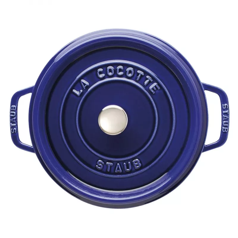 Staub 24 cm apvali ketaus puodas tamsiai mėlynas