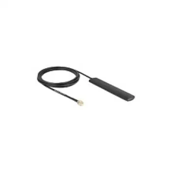 WiFi antena DELOCK 5.8 GHz RP-SMA kištukas, kryptinė 3 dBi su 3 m RG-174 kabeliu, juoda, lipni