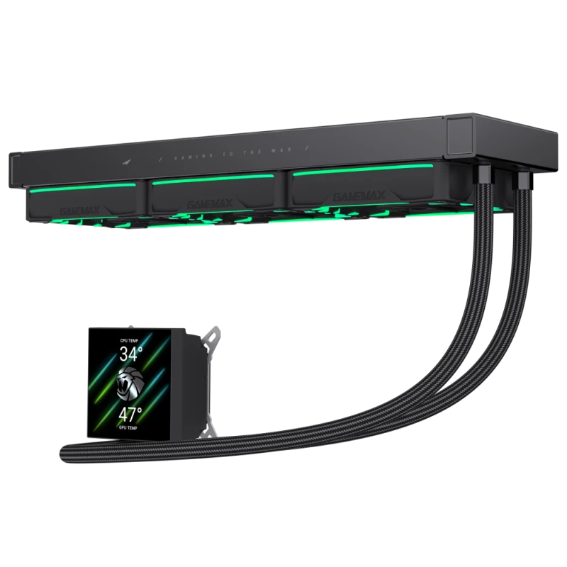 Gamemax HAILSTORM 360 LCD | 360 mm skysčio aušintuvas procesoriui | Juoda