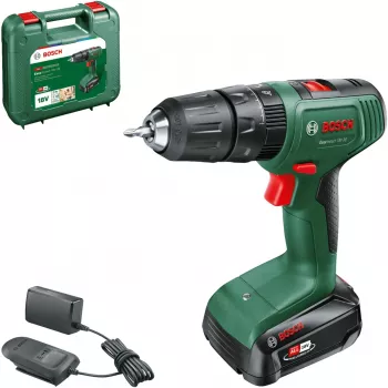 Akumuliatorinis smūginis gręžtuvas-suktuvas EasyImpact 18V-38 (Žalia/juoda, Ličio jonų baterija 2,0 Ah, Laikymo dėklas, POWER FOR ALL ALLIANCE)