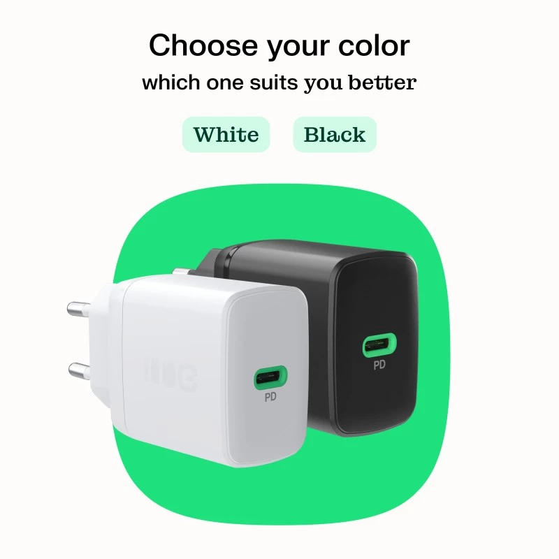Green Cell PowerSource Solo30 30W Juodas – USB-C vieno prievado maitinimo adapteris