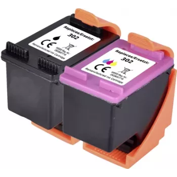 Renkforce rašalo rinkinys, skirtas HP 302 (X4D37AE) pakeisti, suderinamas rinkinys juoda, žydra, raudona, geltona RF-I-HP302BCMY2PK RF-5628788