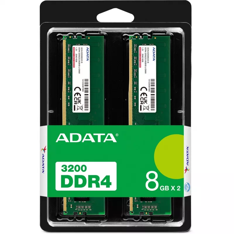 ADATA Premier AD4U32008G22-DTGN atminties modulis 16 GB 2 x 8 GB DDR4 288 kontaktų DIMM