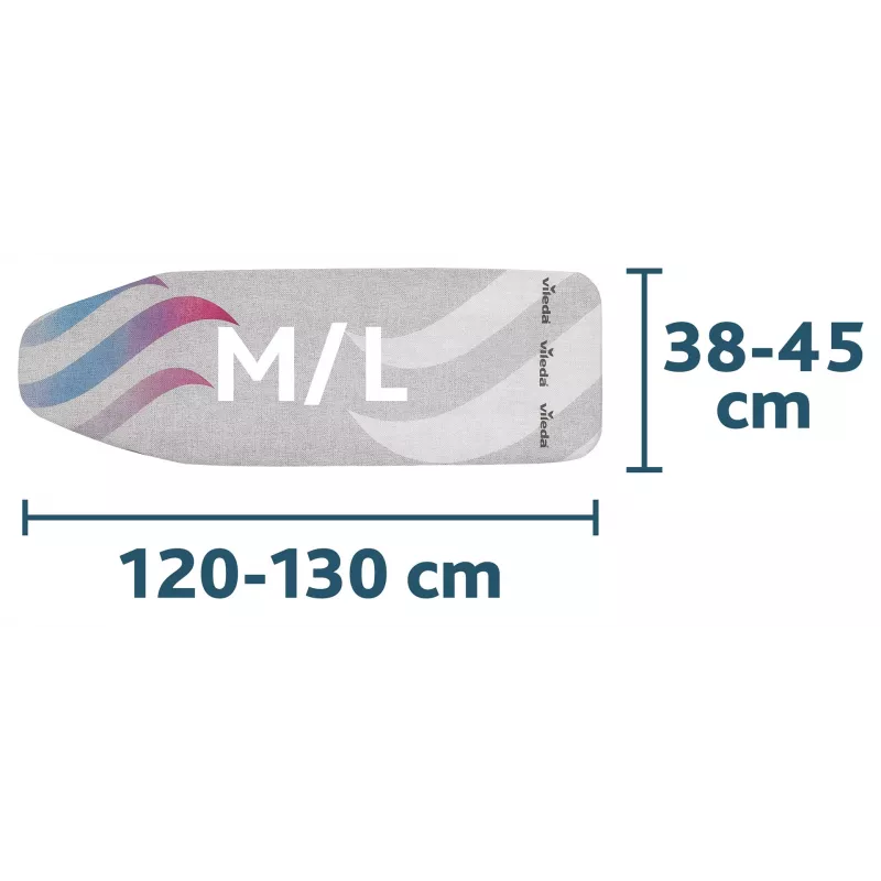VILEDA Total Reflect mėlynos, pilkos, baltos spalvos lyginimo lentos viršutinis užvalkalas 1300 x 450 mm lentoms