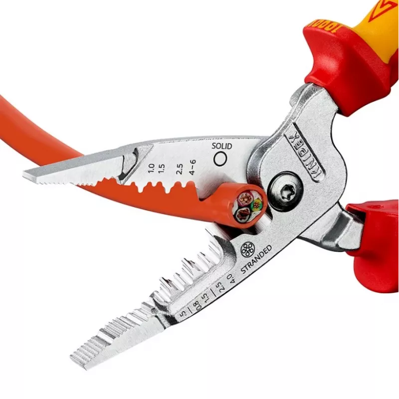 Kabelių nuėmiklis Knipex 13 76 200 ME 6 mm nuėmimo galia Raudonas Nerūdijantis plienas Geltonas