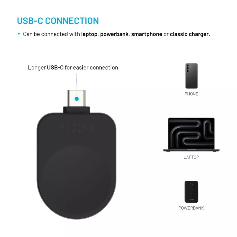 Fiksuotas USB-C įkrovimo adapteris Samsung Galaxy Watch FIXDW-SAP-BK Juodas