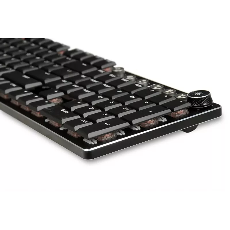 iBOX Aurora K-6 IKGMK6 mechaninė žema žaidimų klaviatūra, laidinė + RF belaidė + Bluetooth, KRGD Red jungikliai, LED pašvietimas, QWERTY anglų k., juoda