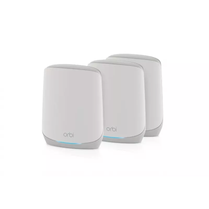 NETGEAR Orbi RBK763S Triju dažnių juostų (2.4 GHz / 5 GHz / 5 GHz) Wi-Fi 6 (802.11ax) tinklo sistema, balta, 3 vnt. - RBK763S-100EUS