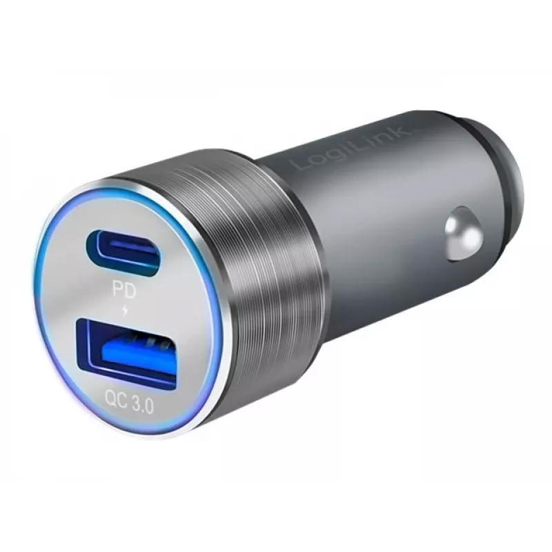 LogiLink automobilinis maitinimo šaltinis 36 W, 3 A, PD 3.0, QC 3.0, 2 išėjimai (USB, USB-C 24 kontaktų)