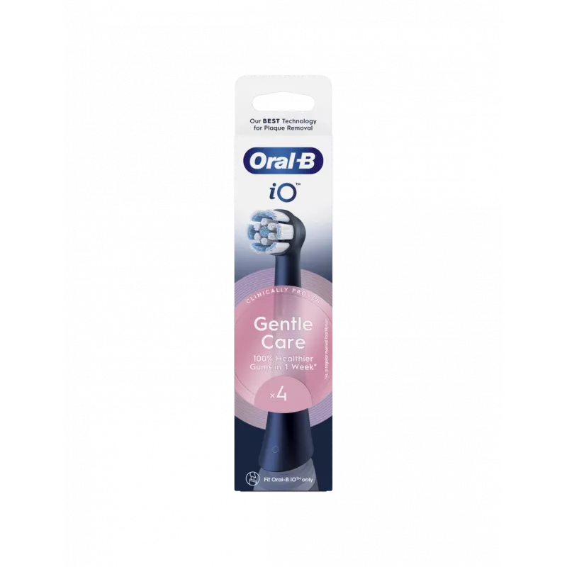 Oral-B iO Gentle Care keičiamosios šepetėlio galvutės, juodos, 4 vnt.