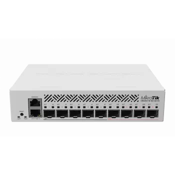Valdomas L3 tinklo komutatorius MikroTik CRS310-1G-5S-4S+IN — 1U, 1x Gigabit, 5x SFP, 4x SFP+, 10G, DC/PoE 18–57V, 20W maks