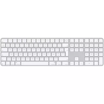 APPLE Magic Keyboard su Touch ID ir skaitmeniniu klavišų bloku, pritaikyta Mac modeliams su Apple siliciu – prancūziškas išdėstymas, balti klavišai