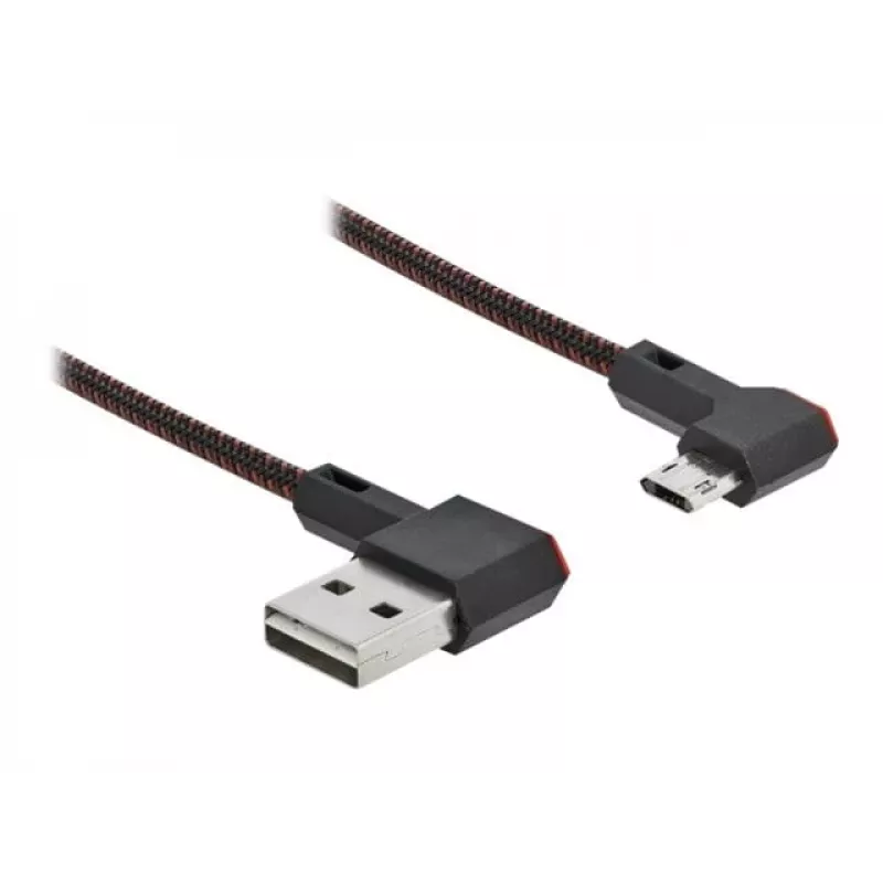 USB kabelis DeLOCK EASY-USB 2.0 Type-A (vyriškas) į Micro-B (vyriškas) kampuotas 0,2 m juodas