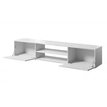 Stalelis televizoriui Cama Meble SLIDE 200K, 200 x 40 x 37 cm, blizgus baltas, medžio drožlių plokštės viršus