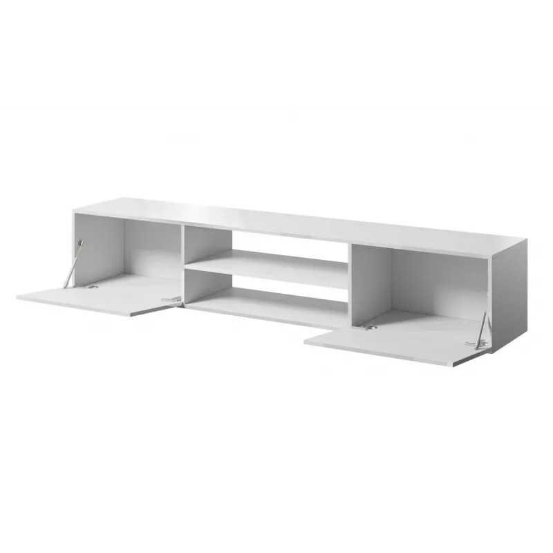 Stalelis televizoriui Cama Meble SLIDE 200K, 200 x 40 x 37 cm, blizgus baltas, medžio drožlių plokštės viršus