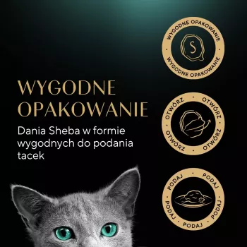 Šlapias kačių maistas Sheba padėkle Padažas Paukštiena (vištiena, kalakutiena) 32 x 85 g padėklas