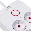 Ilgintuvas MACLEAN MCE391 W — 6 kištukinių lizdų, 4×USB-A + 1×USB-C, 3 m laidas, 110–240V, 2500W, baltas