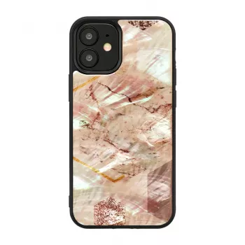 Apsauginis dėklas iKins Apple iPhone 12 mini — rožinio marmuro raštas, plonas