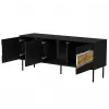 TV spintelė Cama Meble INSERTO 3D 143,5x40x61,5 cm juoda su LED, medžio drožlių plokštės viršus