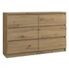Komoda Top e shop M6 120 ARTISAN, ąžuolo spalva, 6 stalčių, 1200×300×770 mm