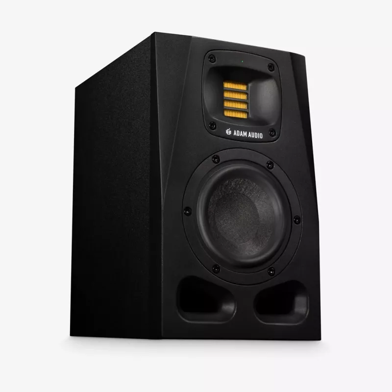 Studijiniai monitoriai ADAM AUDIO A4V juodi, 2 krypčių, 90W RMS, 4 colių žemų dažnių garsiakalbis, LED ekranas, montuojami į stelažą