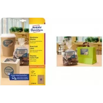 AVERY L7108-25 etiketės, kraftpopierius, 105×57 mm, 100% perdirbtas, 25 lapai