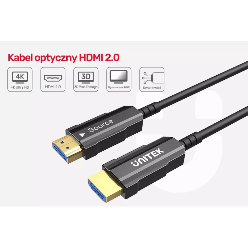HDMI kabelis UNITEK C11072BK-10M 10m 18 Gbit/s juodas