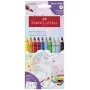 Spalvoti pieštukai Faber-Castell Einhorn Jumbo Grip — 10 vienetų, didelė trikampė rankena, minkštas šerdis