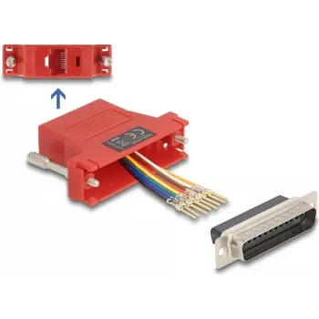 DeLOCK D-Sub 25 kontaktų moteriškas į RJ45 moterišką surinkimo rinkinys raudonas VGA RJ-45