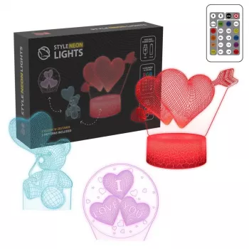 Manta SNL115RGB RGB 3D širdies dekoratyvinė LED lempa