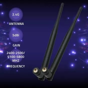 Vidinė Wi-Fi antena QOLTEC 57046, dviejų juostų 2,4–2,5 GHz ir 5,1–5,8 GHz, 5 dBi, 50 Ω