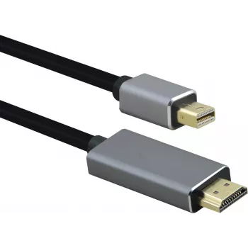 Kabelis helos mini DisplayPort vyriškas į HDMI 1.4 vyrišką, PREMIUM 4K, 2,0 m, TPE apvalkalas, aliuminio korpusas, paauksuoti kontaktai