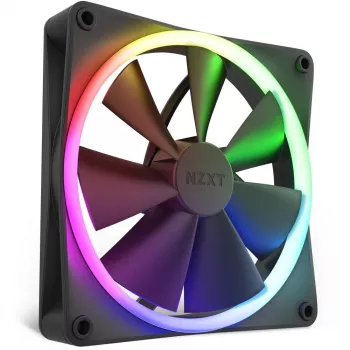 Korpuso ventiliatorius NZXT F140 RGB 14 cm juodas, 500–1800 RPM, Fluid Dynamic Bearing, 4-pin, 18 LED