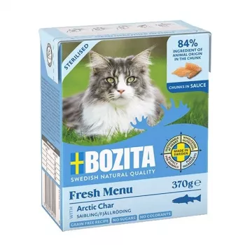BOZITA Fresh Menu Sterilised šlapias kačių maistas su arktiniu upėtakiu - 370g