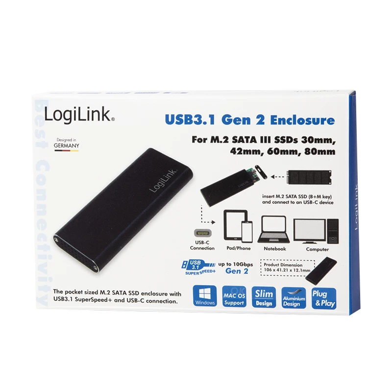 SSD dėklas LogiLink UA0314 juodas M.2